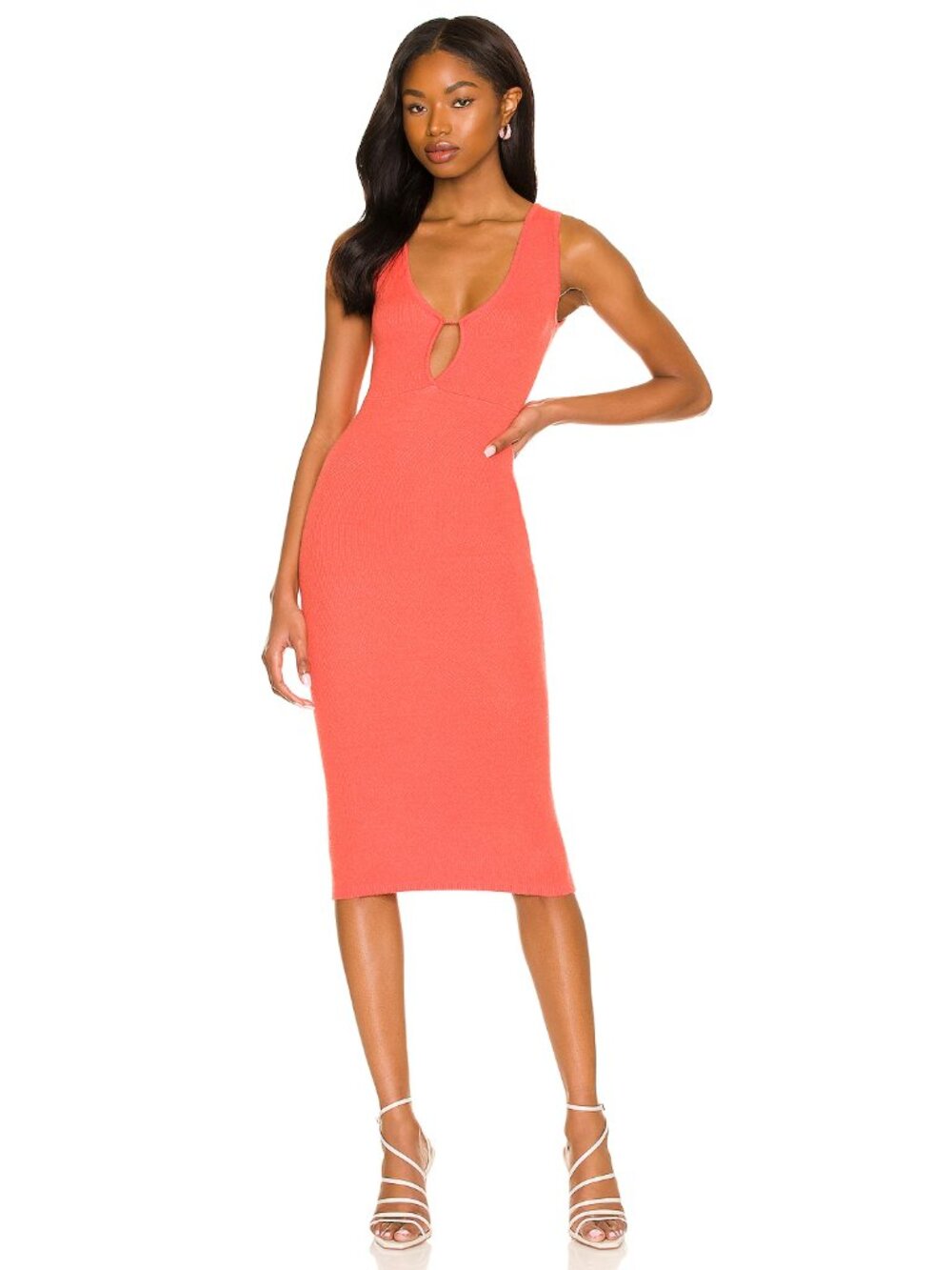 Line & Dot Reese Midi Dress in Orange